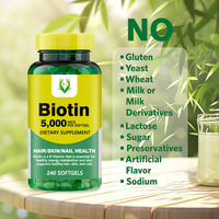 OEM ODM Suplemento Biotina Softgels Producto de belleza Soporte Cabello Piel Uña Crecimiento y recuperación para mujeres y hombres