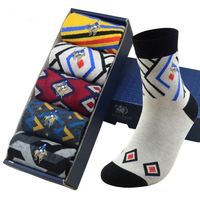 Polo Logo personnalisé Logo brodé personnalisé coton 5 paires hommes chaussettes d'affaires de luxe avec boîte cadeau