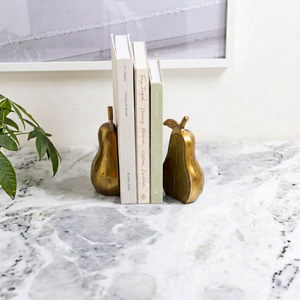 Pear Shaped Antique Brass <b>Bookends</b> with Classic Design – A Timeless Desk Accessory for Study and Office - Product Image 1