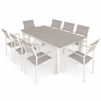 Ensemble de table à manger extérieure en aluminium extensible pour 8 personnes, mobilier de patio moderne, plateau extensible en forme de papillon (161-248cm) Villa avec cour