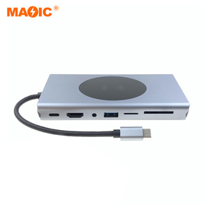 15 in 1 Usb c Hub 4K Type C to HDMI USB2.0 USB3.0 SD RJ45 <strong>VGA</strong> Audio <strong>Wireless</strong> Charger Hub Docking Station <strong>Adapter</strong> - Product Image 2