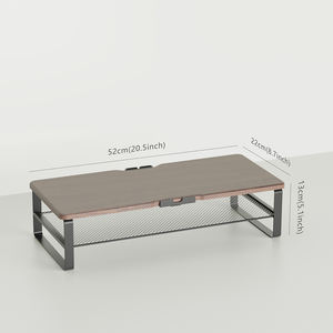 Soporte de monitor de escritorio resistente de estilo industrial de madera Soporte de monitor de estudio de malla de hierro Doble - Product Image 6