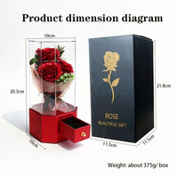 Caja Musical Moderna con Ramo de Rosas de Jabón, Estuche Acrílico con Luz LED para Guardar Joyas, Regalo Romántico para Mujeres, Cumpleaños, Aniversario