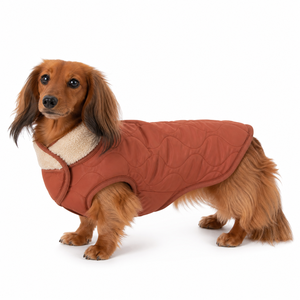 Combinaison matelassée pour chien, col en polaire, sans manches, coupe longue, pour chiens de petite race comme le teckel - Product Image 1