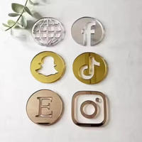 Enseigne en acrylique avec code QR, enseigne commerciale, logo personnalisé, Instagram, Facebook, miroir or, argent, or rose, icône