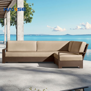 Confortable loisirs teck L forme modulaire sectionnel <span class=keywords><strong>salon</strong></span> grand coin 3 places canapé <span class=keywords><strong>jardin</strong></span> patio canapé ensemble mobilier d'extérieur - Product Image 1
