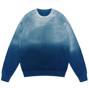 Pulls pour hommes personnalisés avec logo OEM & ODM, en coton jacquard à lettres, col rond, tricot décontracté, pull tricoté d'hiver pour hommes - Product Image 5