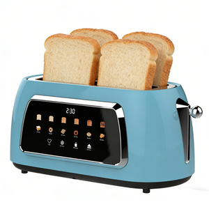 4-Slice <strong>Blue</strong> Digital Stainless Steel <strong>Toaster</strong> 1500W 9-Bread Presets Defrost/Reheat/Cancel 6-Browning Levels Removable Crumb - Product Image 2