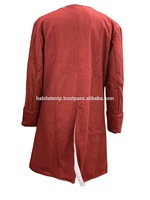 Veste longue en laine rouge bordeaux pour homme, style du XVIIIe siècle, colonial