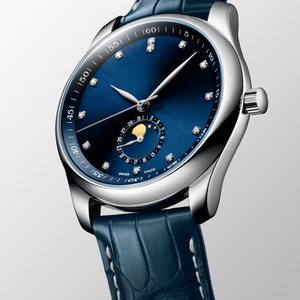 นาฬิกาจักรกลอัตโนมัติแบบแสดงข้างขึ้นข้างแรม พร้อมตัวบอกเวลาประดับเพชร สายหนัง สำหรับผู้หญิง Longinesing - Product Image 4