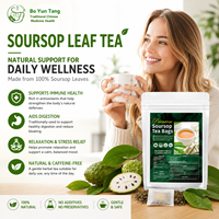 Sachets de thé aux feuilles de corossol (Graviola) 1,5g x 50, en pyramide écologique en fibre de maïs, sans gluten, sans OGM, sans caféine, à base de plantes, pour le système immunitaire, OEM
