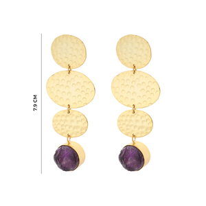 <b>Amethyst</b> Oasis Drop Earrings <b>Raw</b> <b>Amethyst</b> Stone Gold Hammered Tiered Dangle Earrings Elegant Natural Gemstone Jewelry - Product Image 6