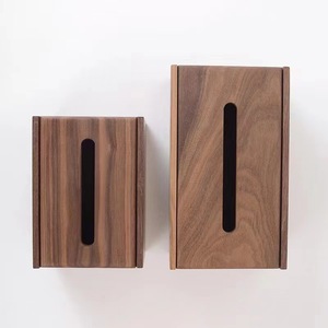 Wooden Tissue Box Black <b>Walnut</b> Wood Handmade For Living Room <b>Coffee</b> <b>Table</b> Desktop Storage - Product Image 3