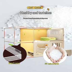 Grande <span class=keywords><strong>maison</strong></span> pour <span class=keywords><strong>chat</strong></span> d'intérieur avec <span class=keywords><strong>toilette</strong></span> intégrée, lumière nocturne, télécommande et recharge automatique d'eau - Design moderne pour salon - Product Image 4