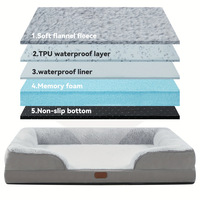 Lit pour chien transfrontalier en mousse à mémoire de forme orthopédique, en bois respirant, extra-large, à soutien élevé, universel pour toutes les saisons