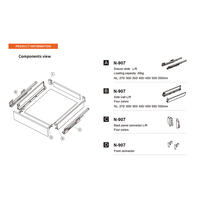 Glissières de tiroir en acier réglables en trois dimensions, à plaque fine, avec amortissement, pour usage intensif en bureau, capacité de charge 31-50 kg