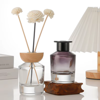 Bouteille en verre vide pour diffuseur à bâtonnets, 150 ml, noire de luxe, forme cône/cylindre, gravure personnalisable, vente en gros