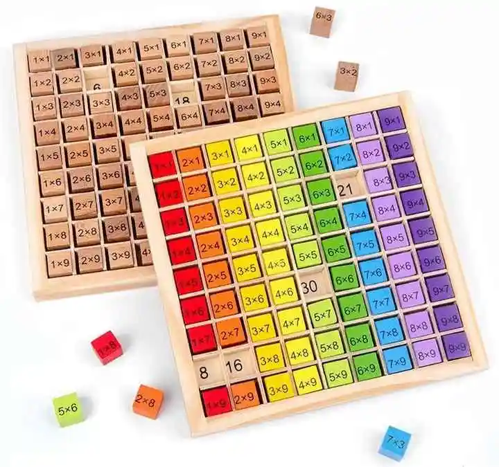 Nuova hotsale Montessori giocattoli educativi in legno per bambini bambini giocattoli per bambini 99 tabella di moltiplicazione matematica ausili per l'insegnamento aritmetico