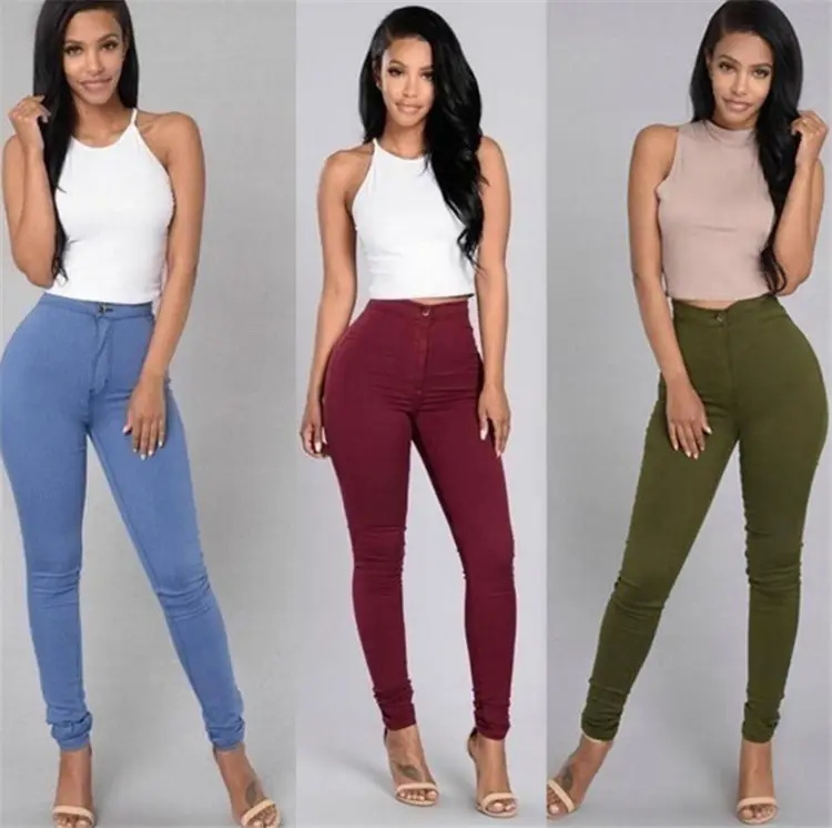 2023 High-Rise Ladies Pencil Pants Multicolor Skinny High Waist Leggings Jeans Fall Stretch Pants For Women