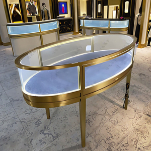 Tùy chỉnh cao cấp hiện đại <span class=keywords><strong>LED</strong></span> tròn trang sức Showcase Tempered <span class=keywords><strong>Glass</strong></span> tủ trưng bày cho các cửa hàng bán lẻ và trung tâm mua sắm - Product Image 3