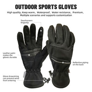 Sarung Tangan Ski Snowboarding Kulit Sentuh Layar, Berkualitas Tinggi, Khusus, Tahan Air, Jari Terpisah, Reflektif, Softshell, Hangat - Product Image 2