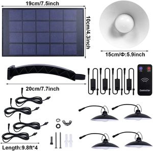 Lámpara Colgante Solar Moderna de 20 LED con 4 Cabezas, Cable de 3 Metros, Impermeable, <span class=keywords><strong>para</strong></span> Interiores y Exteriores, Decoración <span class=keywords><strong>para</strong></span> Porche, Jardín o <span class=keywords><strong>Cobertizo</strong></span> - Product Image 2