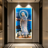 Décoration Murale Religieuse Moderne LED Vierge Marie, Halo Lumineux, Lumières de Prière Catholique en Cristal, Base Florale, USB/Prise, Durable, pour la Maison Sacrée