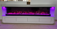 Meuble TV avec cheminée électrique miroir, haut-parleur Bluetooth et flammes multicolores – Offre spéciale Europe