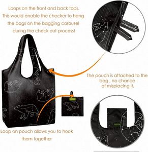 Promotional Customized Portable Rpet Superet Shopping Bag Waterproof Reusable <b>Folding</b> Grocery Tote Shopping Bag - Product Image 3