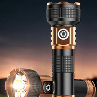 Lampe torche laser puissante zoomable 2500 lumens, étanche, rechargeable, longue durée de vie, mini, super lumineuse, longue portée, pour extérieur