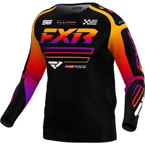 Maillot de motocross imprimé FXR Black Spectrum S MX Racing Gear, évacuation de l'humidité, 100% polyester - Product Image 1