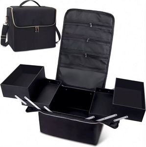 Muestra Gratis: Neceser Portátil Organizador de Maquillaje con 4 Bandejas, Caja de Almacenamiento de Cosméticos de Viaje para Mujer, Organizador de Esmaltes de Uñas para Transportar - Product Image 1