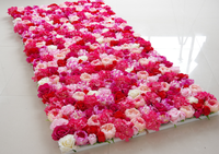 Kunden spezifischer Großhandels preis Künstliche Seiden blumen wand Hochzeits dekoration Blumen wand paneel Hintergrund Rote Rosen wand