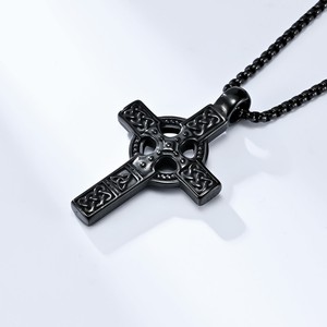 Fashion Jewelry Geometric <strong>Celtic</strong> Knot Stainless Steel <strong>Cross</strong> Pendant <strong>Necklace</strong> with Link Chain for Men Wedding Anniversary Party - Product Image 4