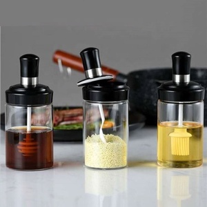 Wholesale 250 ml <b>Kitchen</b> <b>Storage</b> <b>Container</b> Spice Seasoning Bottle Glass Salt Sugar Sealed Jar With Brush and Spoon Oil Pot - Product Image 5