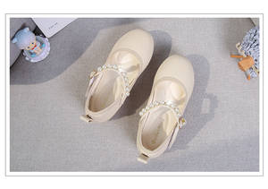 Zapatos de Vestir para Niña con Tacón Plano y Perlas, Zapatos de Baile de Microfibra con Perlas para Niña, Zapatos de Princesa para Cumpleaños - Product Image 6