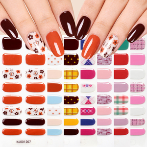 16 autocollants/kit <span class=keywords><strong>pour</strong></span> ongles en gel semi-durci, motif à carreaux rouge et vert, couverture complète, couleur unie, autocollants en gel UV, patchs de <span class=keywords><strong>manucure</strong></span> DIY - Product Image 4