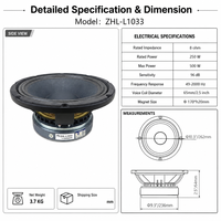 Altavoz PA Profesional de 10 Pulgadas, 250W RMS, Bobina de Voz de 65mm, Imán de 170mm, Woofer de Alta Sensibilidad para KTV, Escenarios, Clubes, Audio, Venta al Por Mayor