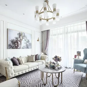 豪华现代沙发套装客厅家具亮色分段客厅真皮沙发套装家具