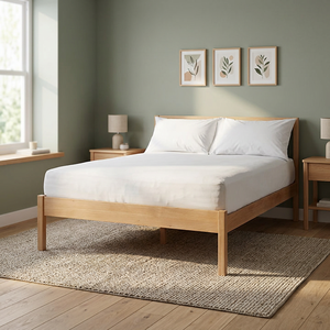 Minimalist Solid Teak Wall <b>Bed</b> <b>Queen</b> <b>Size</b> Durable Wooden <b>Bed</b> Frame - Product Image 1