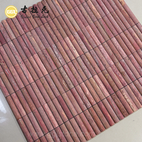 Carreaux de marbre travertin rouge naturel, panneau cannelé, mosaïque de marbre pour décoration murale