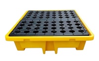Palette Euro de qualité supérieure 1300x1300x300mm Palette de déversement en plastique robuste pour baril d'huile Entrée à 4 voies 1200kg Dynamique/2600kg Charge statique