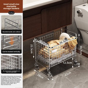 <span class=keywords><strong>Chariot</strong></span> <span class=keywords><strong>de</strong></span> rangement mobile en métal pour linge sale, avec panier à linge, étagère <span class=keywords><strong>de</strong></span> rangement pour vêtements <span class=keywords><strong>de</strong></span> salle <span class=keywords><strong>de</strong></span> bain, et roulettes latérales pour machine à laver - Product Image 6