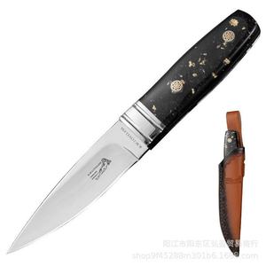 Couteau tactique de survie OEM personnalisable en jade blanc, lame en acier inoxydable, pointe tombante, manche G10, fourreau en cuir, pour la chasse - Product Image 4