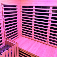 Moderne Outdoor-Sauna mit Vollspektrum-Infrarot und Duschkabine für Garten, Terrasse und Spa-Nutzung
