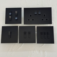 Interruptores de luz de pared de balancín 86 250V de acero inoxidable negro mate, 1/2/3/4 módulos, 2 vías, 146, doble toma UK13A, USB 10A, regulador de intensidad, estilo retro moderno