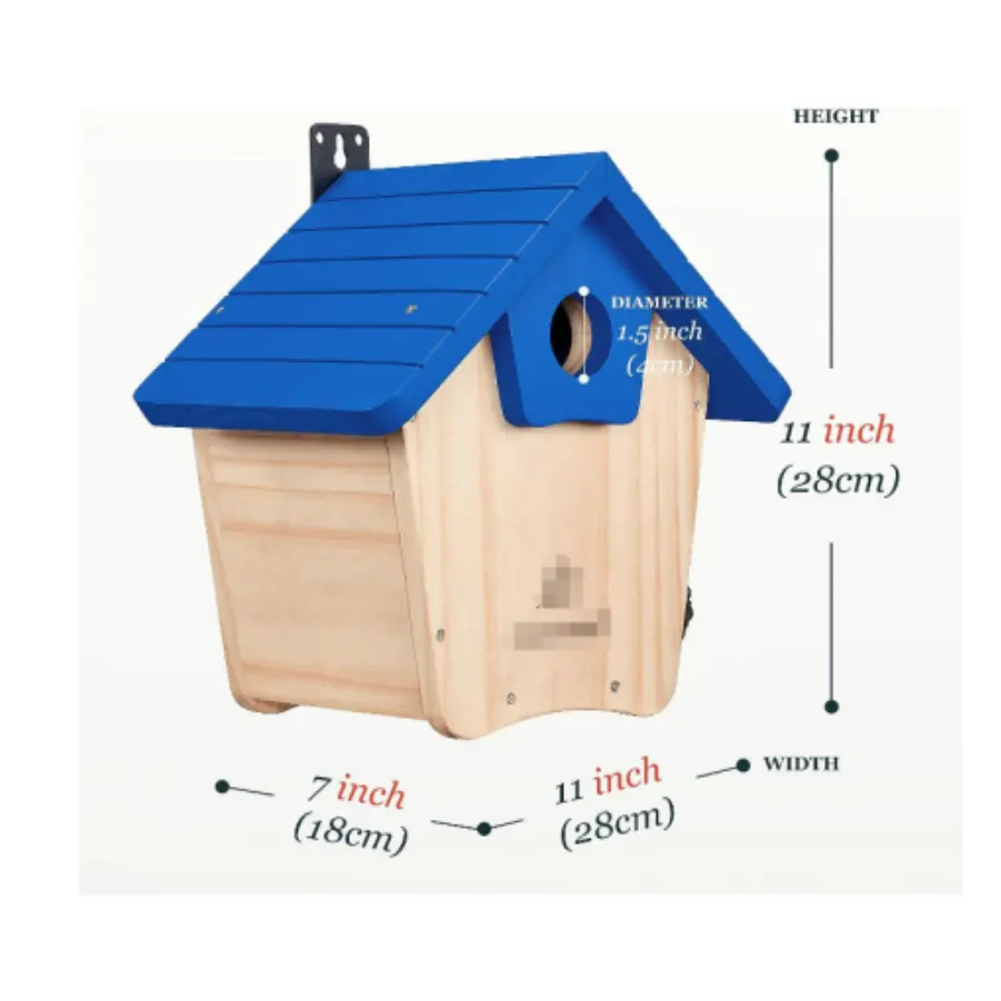 Fabriek Aanbieding Custom Wilde Vogel Kijken Nestkast Buiten Houten Blauwe Vogel Huis