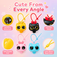 Porte-clés chat aux grandes oreilles Kawaii en métal et PVC, jouet anti-stress mignon de dessin animé, breloque de sac, cadeau, vente en gros
