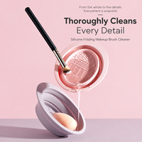 1 pièce Bol de nettoyage pliable en silicone pour pinceaux de maquillage et éponges de beauté texturées, outil de lavage portable pour usage quotidien, voyage et domestique