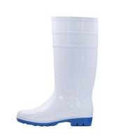 Bottes de pluie en PVC blanc unisexe à semelles épaisses Design agricole personnalisé Usine imperméable antidérapante éclairée